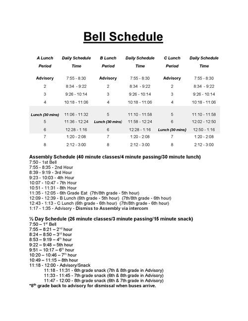 bell schedule